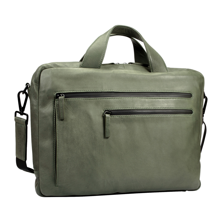 Leonhard Heyden Den Haag Aktentasche Olive - 2-Fach Unterteilung, Laptopfach 38cm